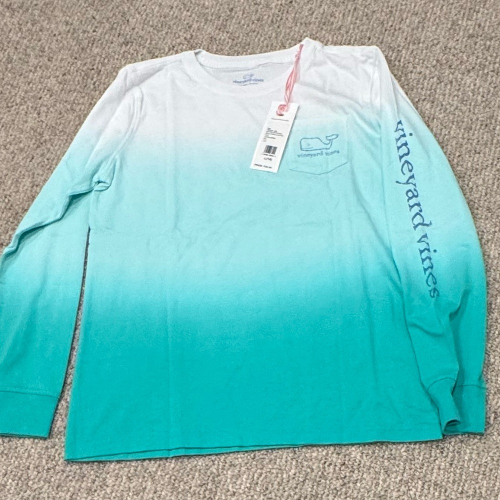 NWT! Vineyard Vines  Long Sleeve Dip dyed LS Shirt. Sz. L